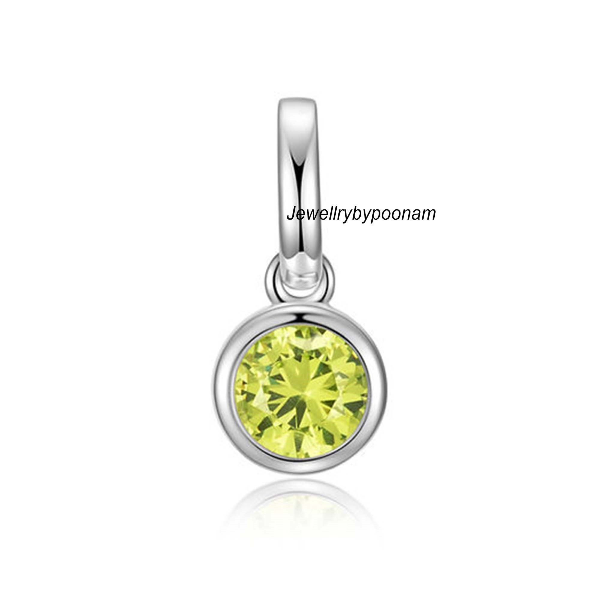 14k Solid Gold Mini Bezel Pendant: Round Moissanite Charm (12 MM) - View 4 - Jewelry By Poonam | SKU: PJP-