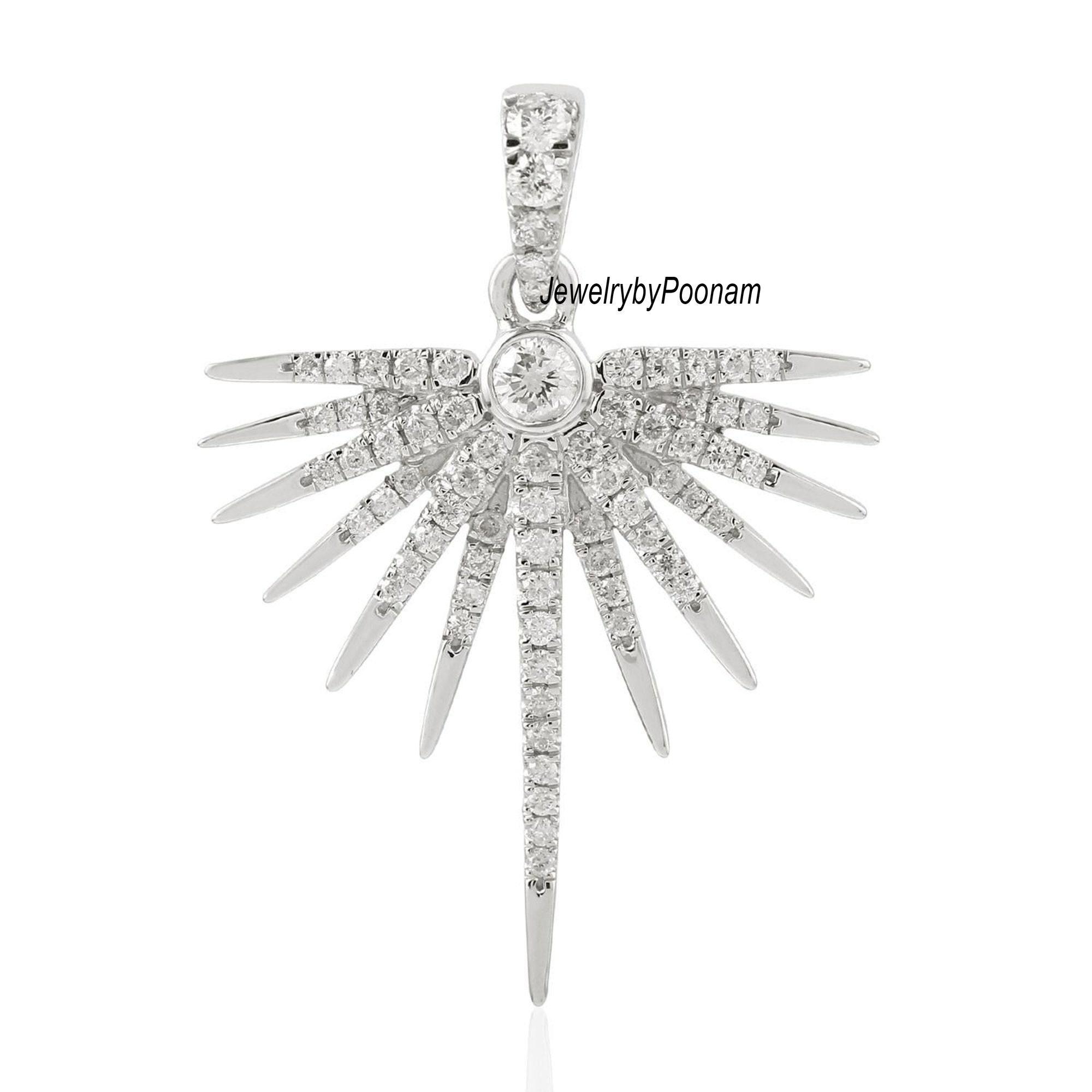 14k Gold Moissanite Starburst Pendant: Handmade Diamond Charm - View 4 - Jewelry By Poonam | SKU: PJP-