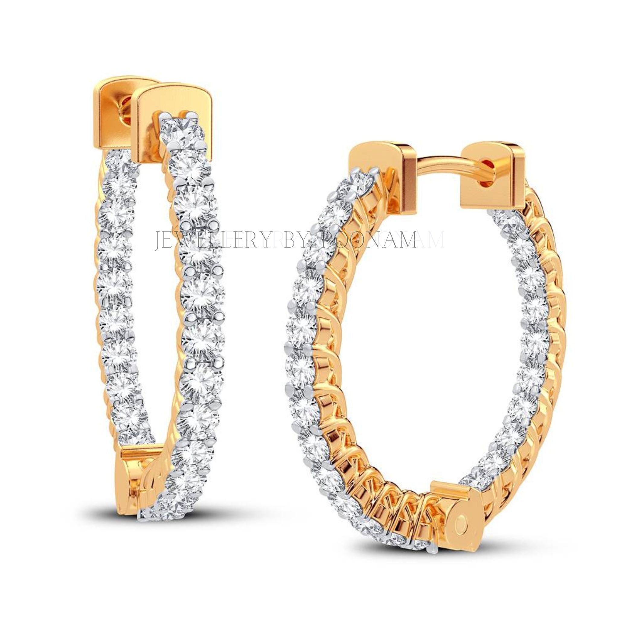 Gold Hoop Earrings, Dainty Hoop Earrings, Hoop Earrings, sterling silver hoops - View 4 - Jewelry By Poonam | SKU: PJE1345-