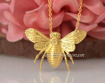 LLWOM Collana Donna Placcata Oro/Argento 14K – Ciondoli Ape, Drago, Farfalla – Gioiello Delicato
