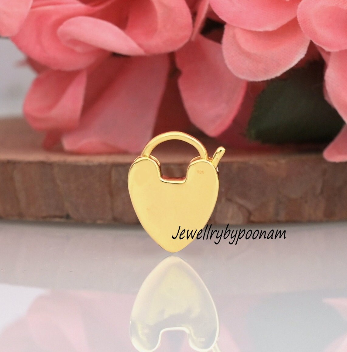 925 Sterling Silver Heart-Shaped Padlock Pendant Necklace – Elegant Dainty Jewellery Connector - View 2 - Jewelry By Poonam |