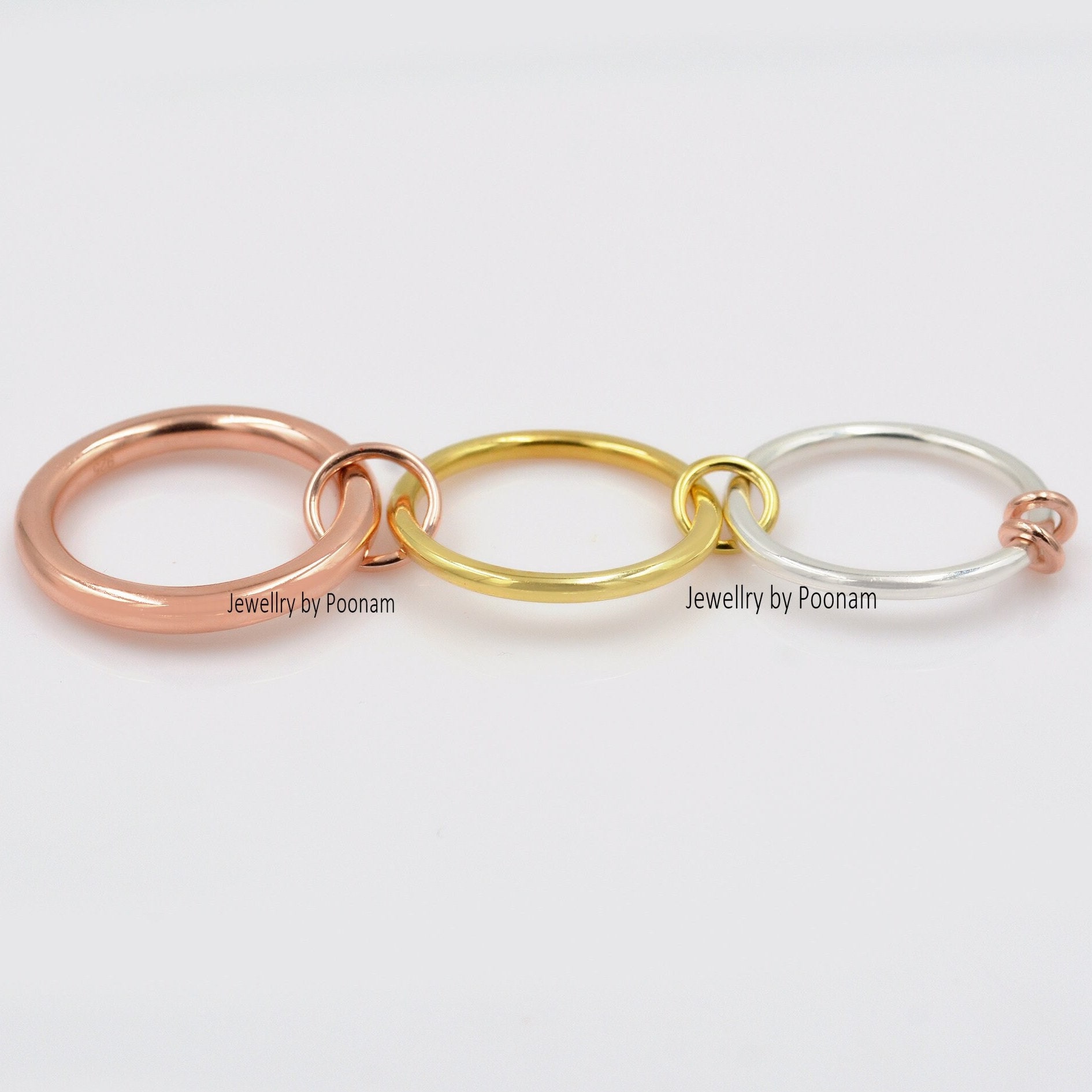 925 Sterling Silver Multi-Link Connector Band Ring Set: Plain Jumper Jewelry - View 2 - Jewelry By Poonam | SKU: PJR812- 2/20