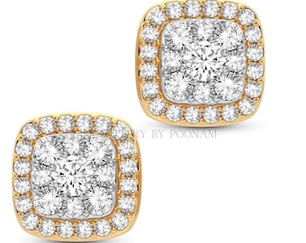 Elegancia radiante: aretes de oro amarillo de 14 qt con diamantes / belleza resplandeciente para cada ocasión