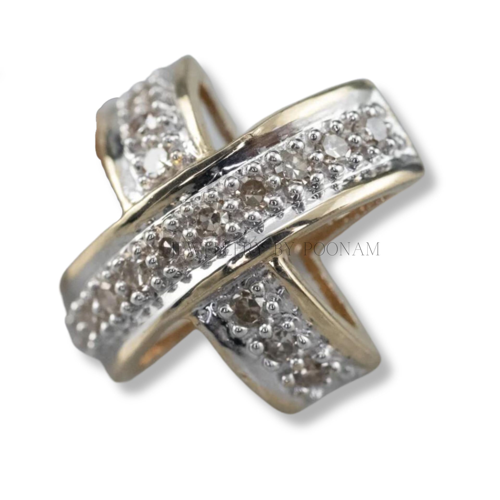 Moissanite Diamond X Stud Earrings: 9K/14K Yellow Gold & 925 Sterling Silver - View 4 - Jewelry By Poonam | SKU: E-1312