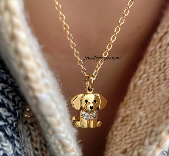 14K Gold Puppy Pendant: Diamond Accent Sterling Silver Charm - View 2 - Jewelry By Poonam | SKU: PJP4250-SLNSBSPBS-15M 2/26