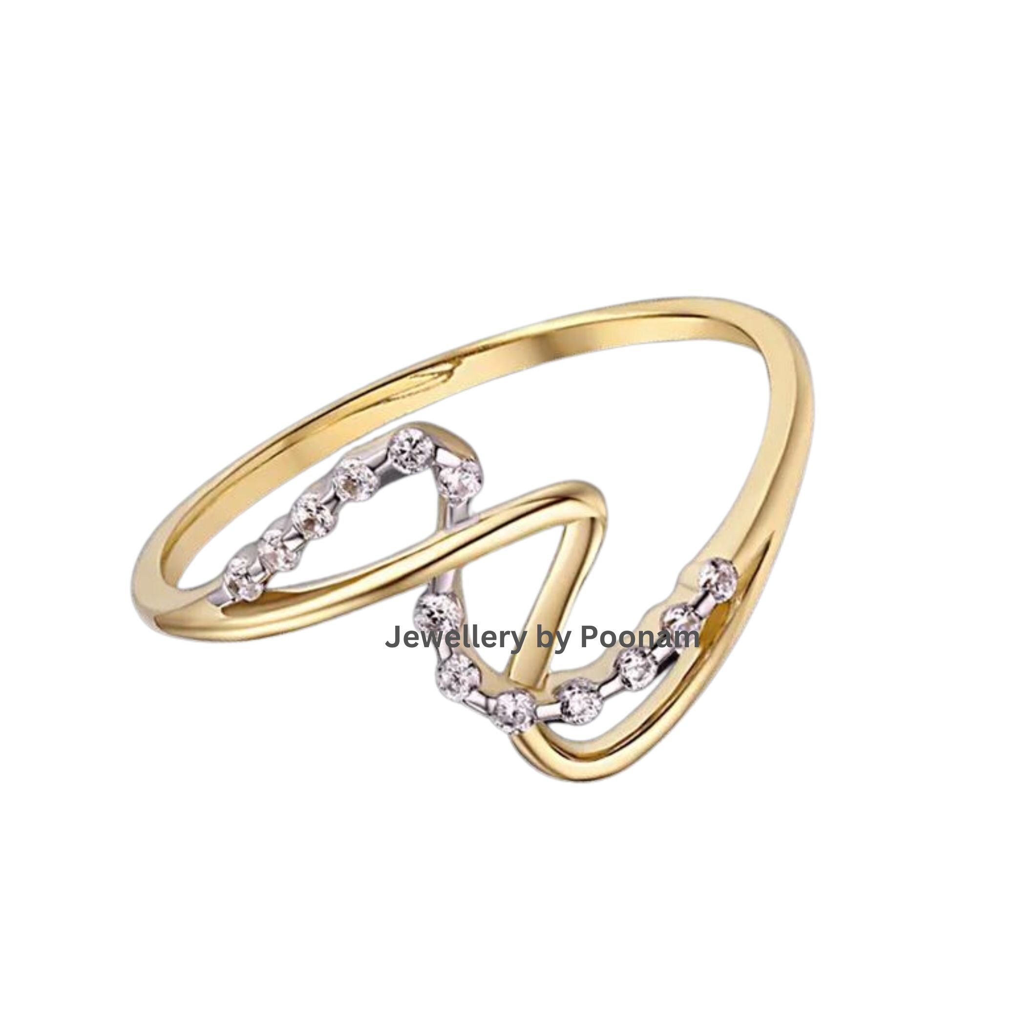 Real Yellow Gold Wedding Ring Set with Moissanite Engagement Ring for Women - Jewelry By Poonam | SKU: R-1066