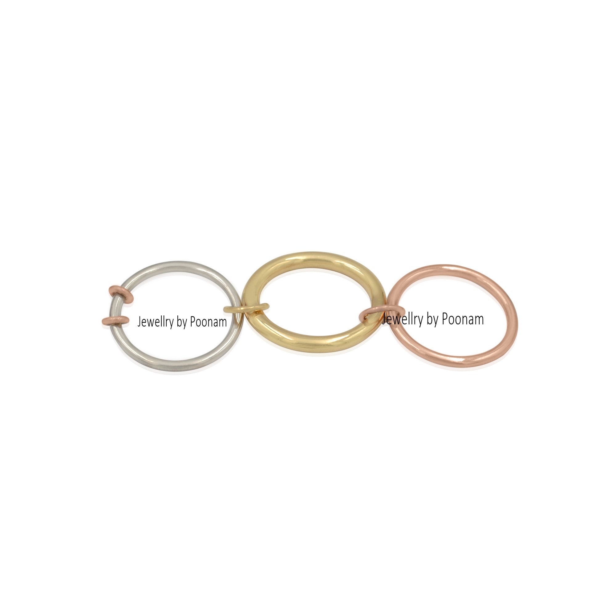 925 Sterling Silver Multi-Link Connector Band Ring Set: Plain Jumper Jewelry - View 5 - Jewelry By Poonam | SKU: PJR812- 2/20