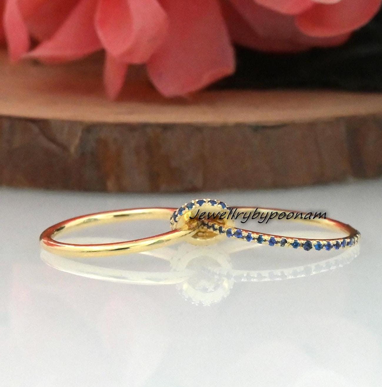 14K Gold & Sterling Silver Interlocking Ring: Two-Tone Multi-Link Band Connector Ring - View 3 - Jewelry By Poonam | SKU: PJR