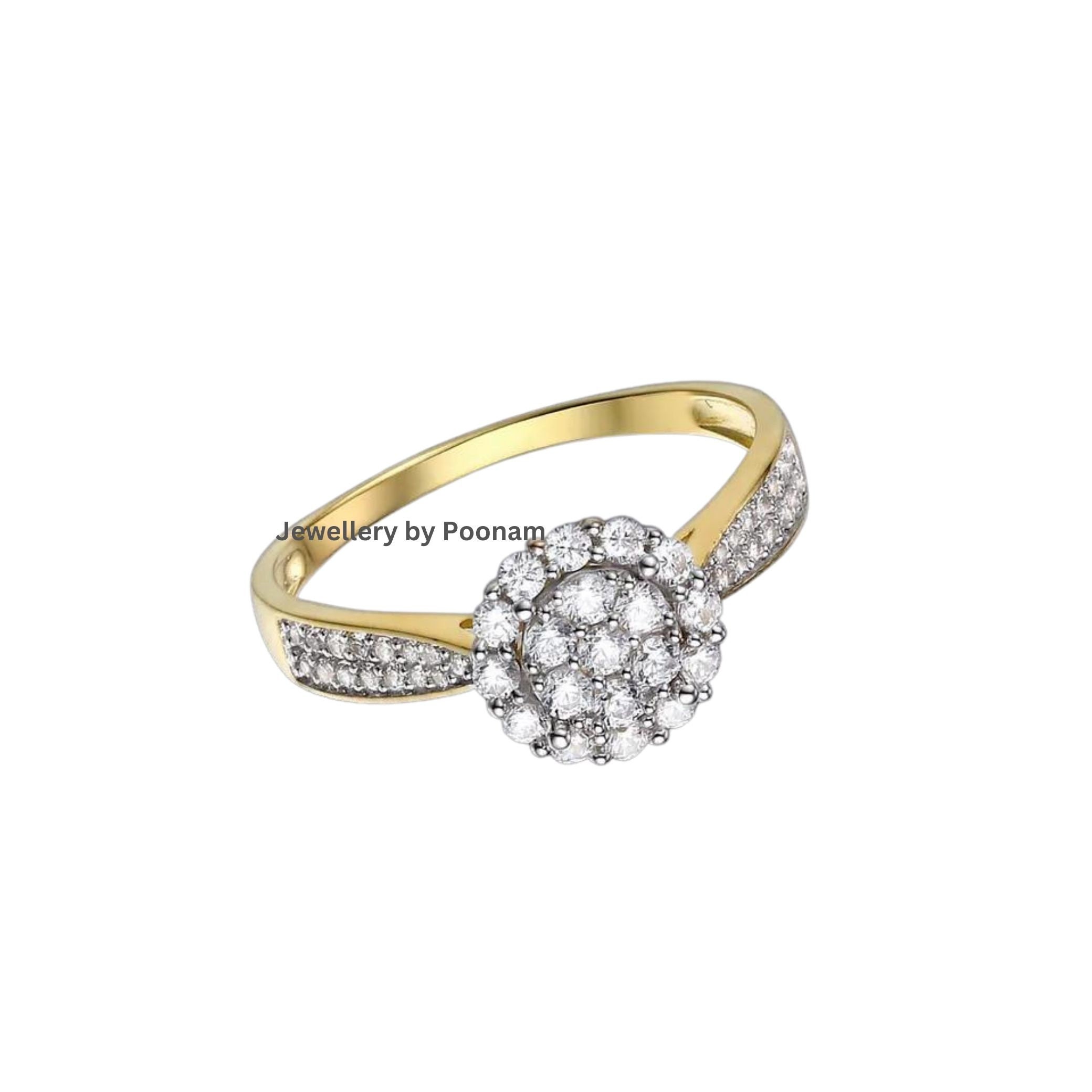 14K/9K White Gold Moissanite Diamond Engagement Ring for Women - View 2 - Jewelry By Poonam | SKU: R-1028