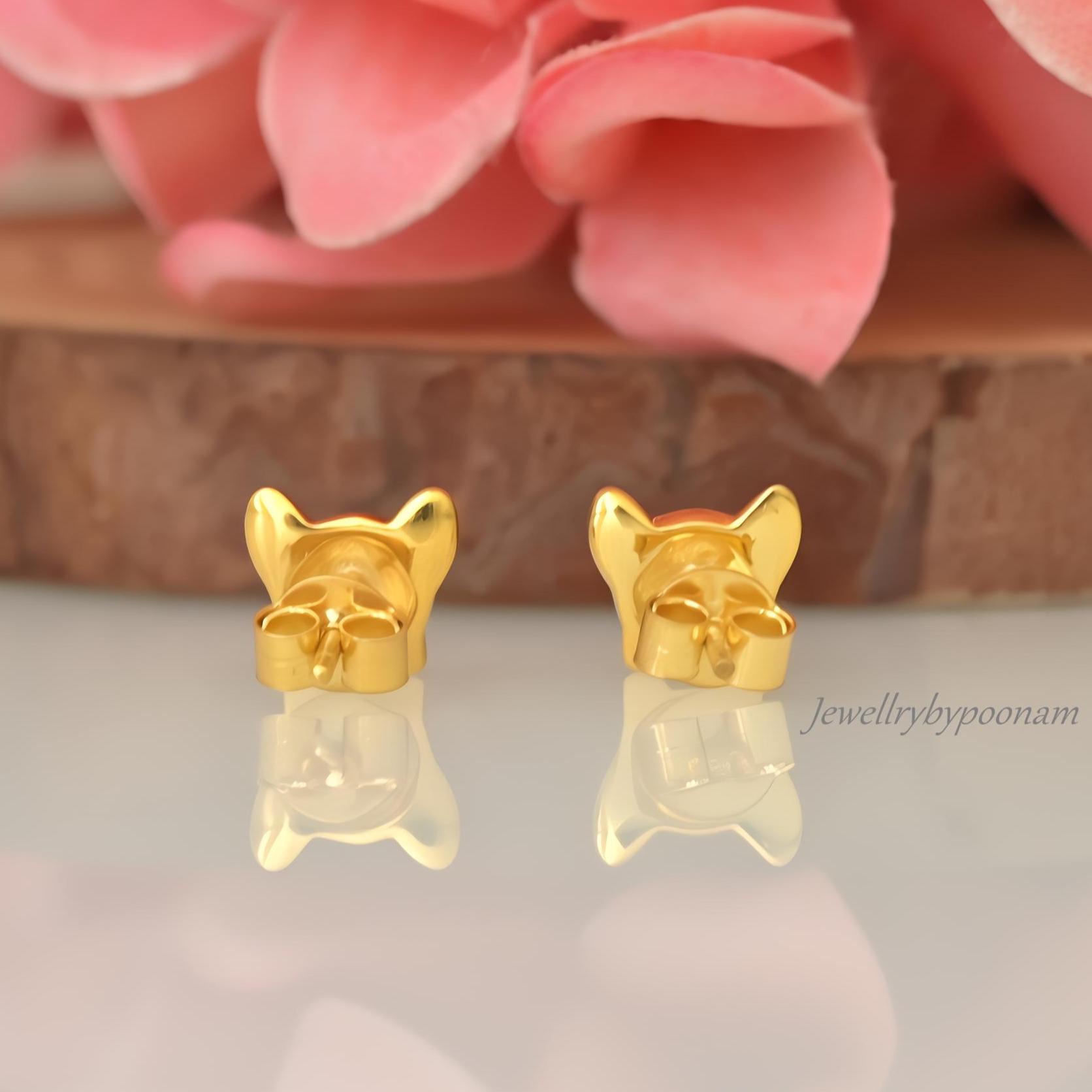 925 Silver Chihuahua Stud Earrings, Handmade Puppy Jewelry, 10MM - View 4 - Jewelry By Poonam | SKU: PJE1806-SLYG-10M 2/2026