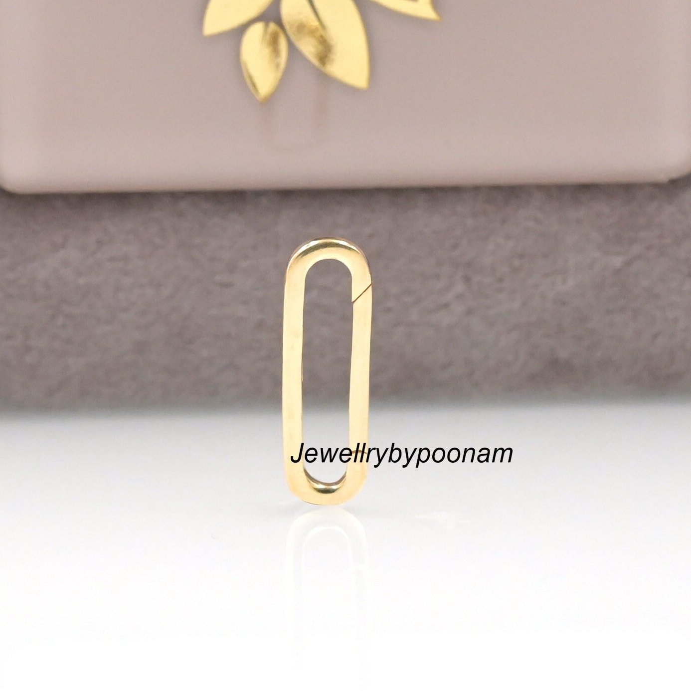 925 Sterling Silver Yellow Gold-Plated Charm Enhancer – 22 MM Pendant & Necklace Connector - Jewelry By Poonam | SKU: PJH680-