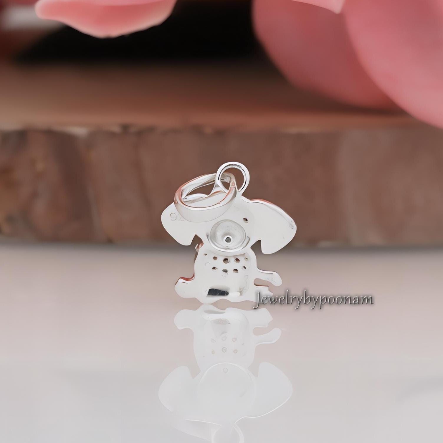 14K Gold Puppy Pendant: Diamond Accent Sterling Silver Charm - View 3 - Jewelry By Poonam | SKU: PJP4250-SLNSBSPBS-15M 2/26
