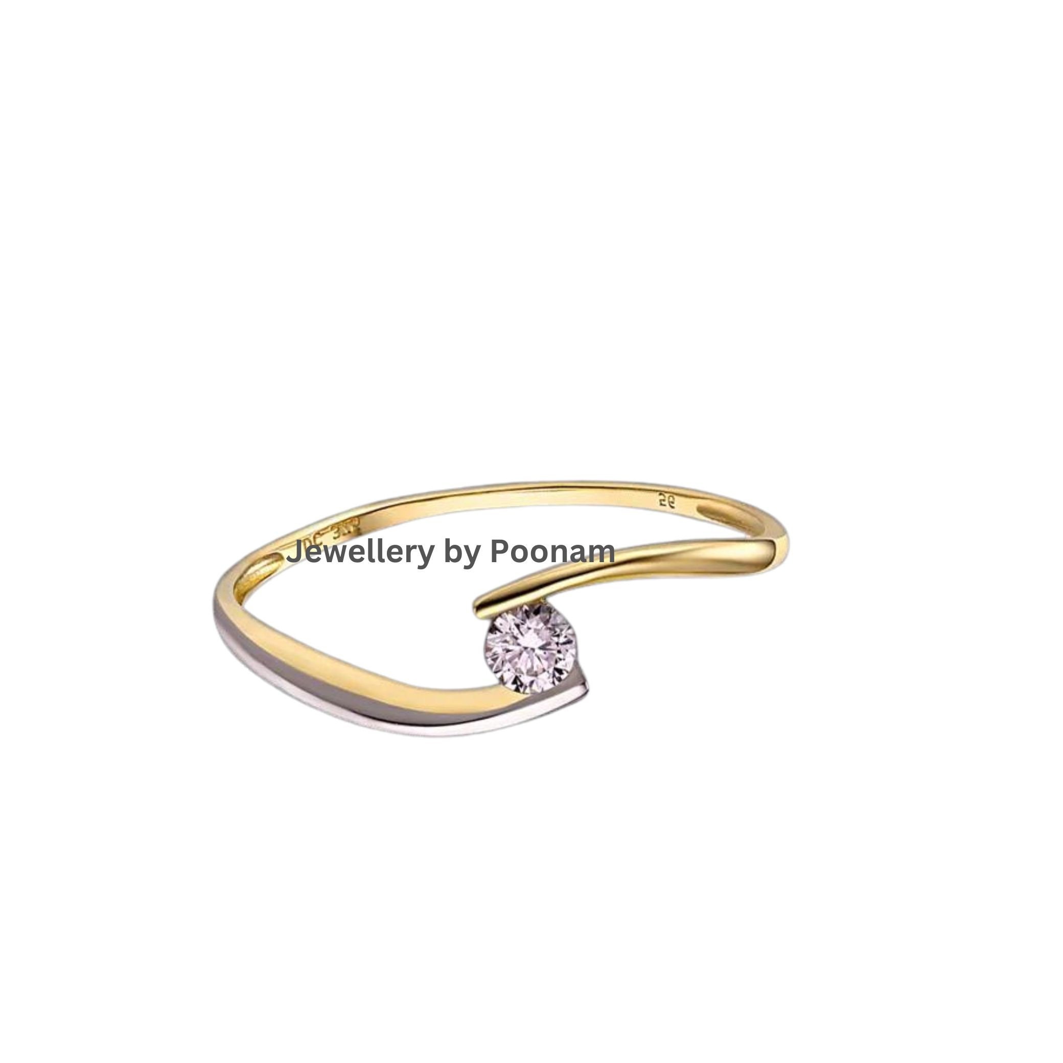 Elegant Moissanite Eternity Engagement Ring – 925 Gold Plated Sterling Silver Wedding & Promise Ring - Jewelry By Poonam | SK