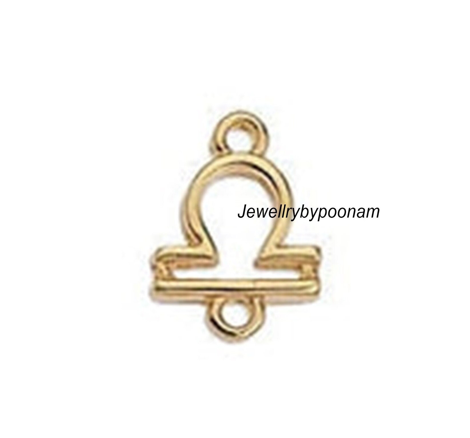 14k Solid Gold Zodiac Sign Charm Pendant: Sterling Silver Astrology Charms - View 5 - Jewelry By Poonam | SKU: PJP6051-SLYG-1