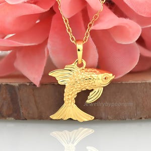 14K Yellow Gold Plated Fish, Fish Lover Pendant, Gold fish charm pendant,dainty Fish Pendant,cute fish pendant, Fish Lover Gift,Fish Pendant