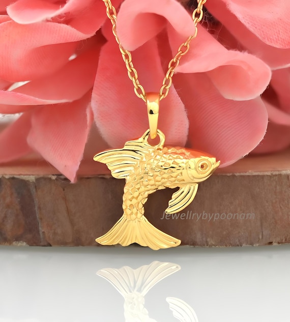14K Gold Plated Fish Pendant: Sterling Silver Charm