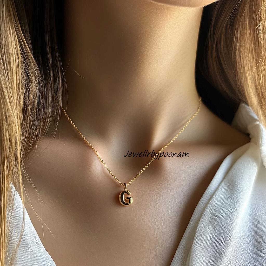 Gold Tiny Letter Pendant, Letter G Gold Pendant, Initial Pendant, Minimalist Letter Charm, Custom Letter Jewelry - View 2 -