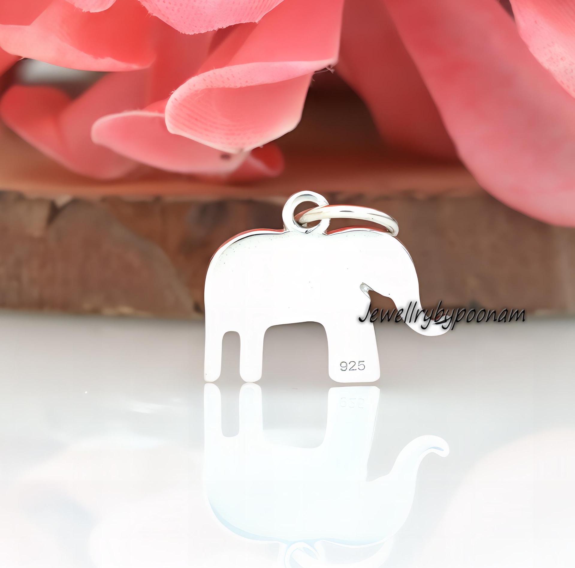 925 Sterling Silver Elephant Pendant: Tiny Lucky Charm (20MM) - View 3 - Jewelry By Poonam | SKU: PJP4270-SLNS-20M 2/26