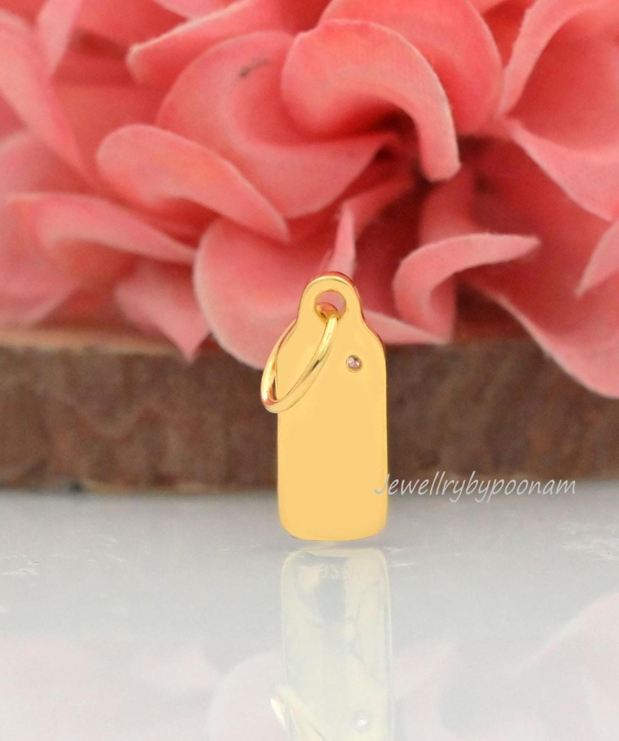 14k Solid Gold Initial Diamond Charm Pendant - A to Z - View 2 - Jewelry By Poonam | SKU: PJP4632-SLYGCZ-S-25M 2/26