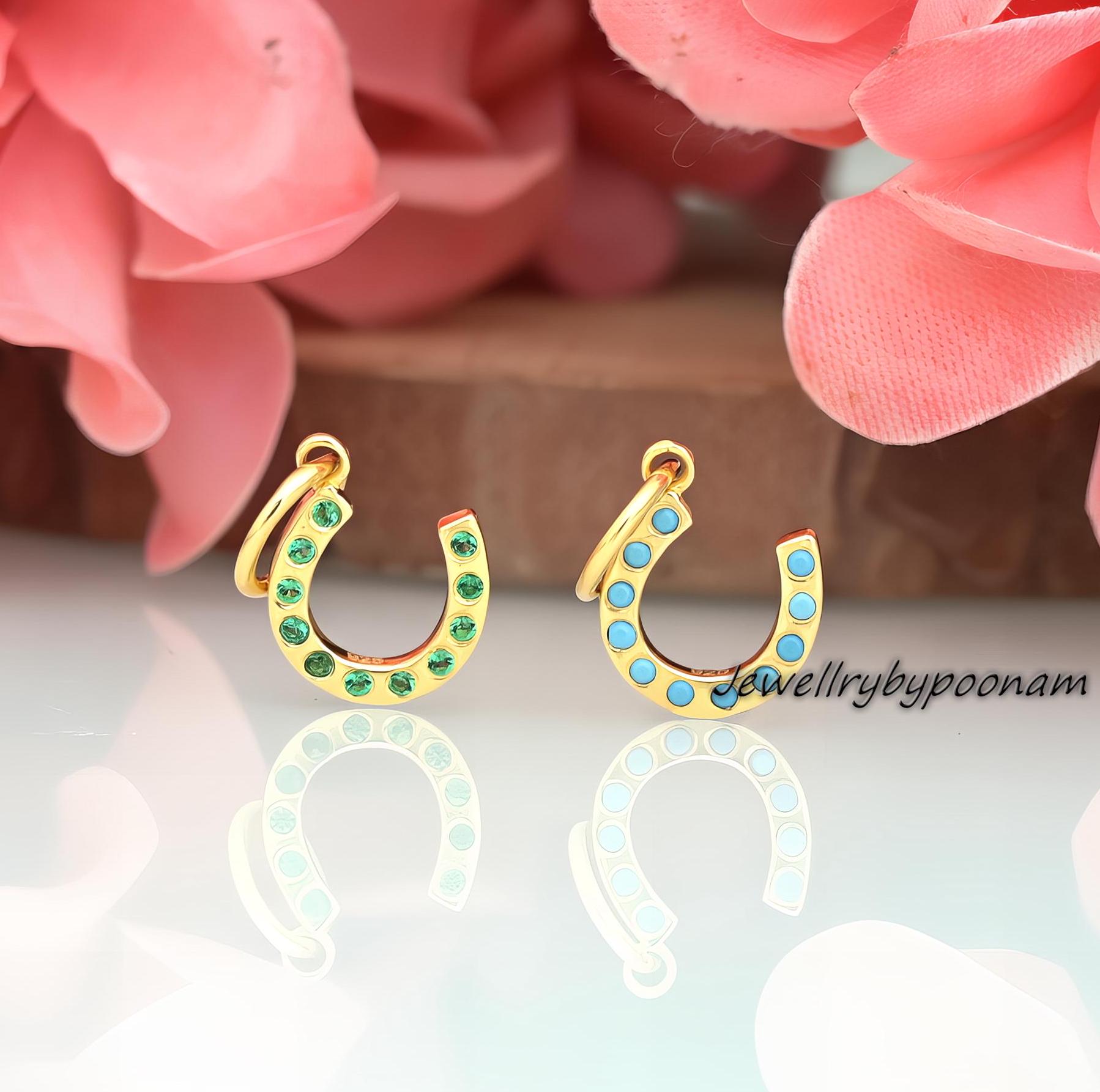 14k Gold Horseshoe Diamond Pendant: Mini Charm, Good Luck Symbol - Jewelry By Poonam | SKU: PJP4164-SLYGMN-20M 2/26