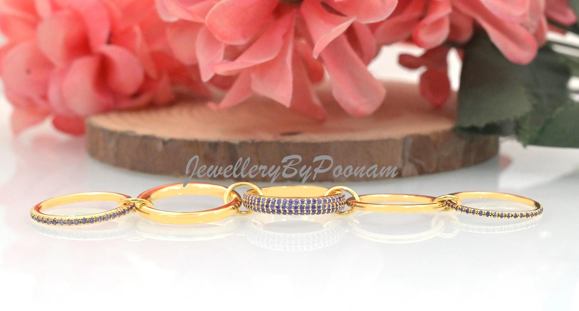 14K Gold-Plated Multi-Link Ring: 925 Sterling silver Sterting Chunky Interlocking Band Ring - View 6 - Jewelry By Poonam | SK