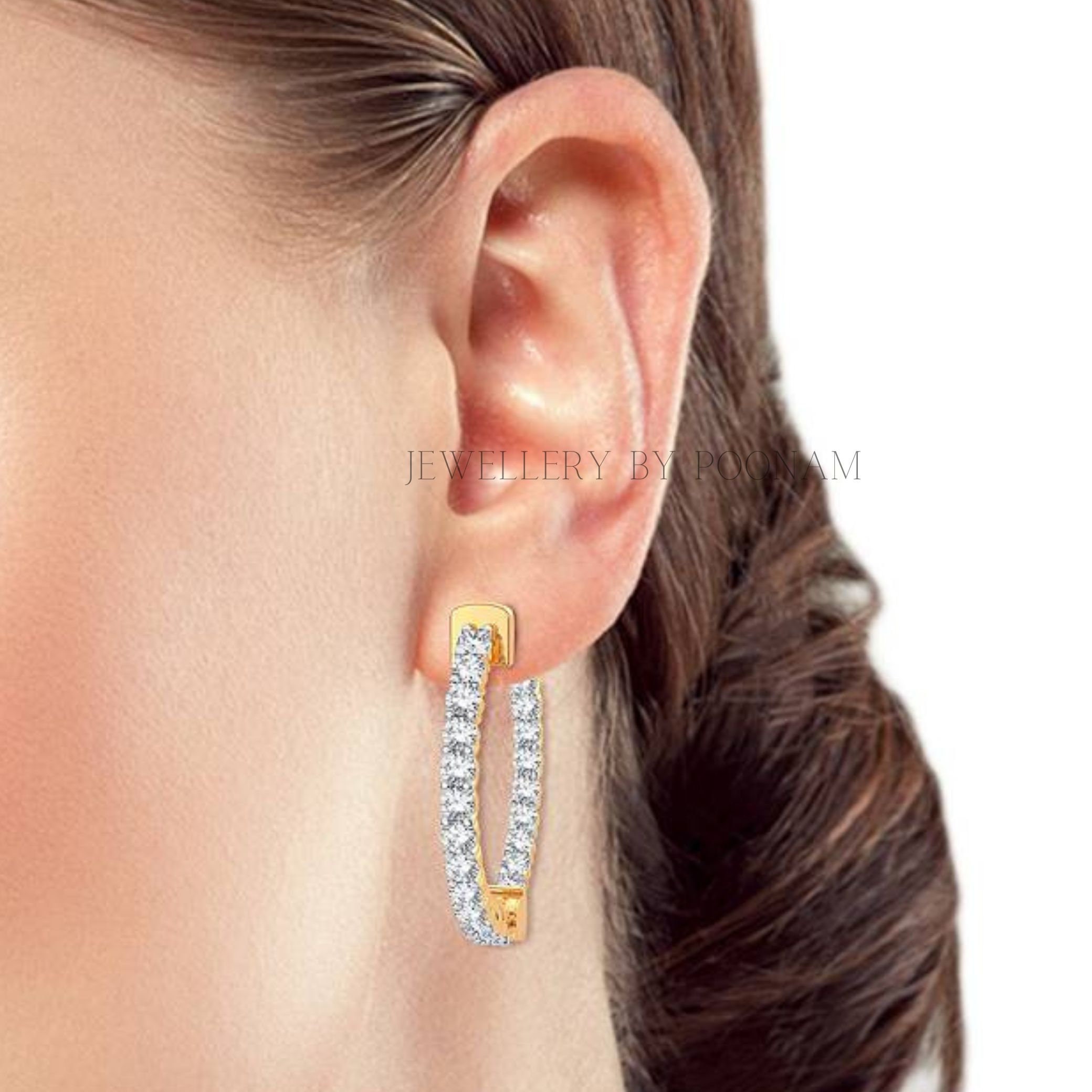 Gold Hoop Earrings, Dainty Hoop Earrings, Hoop Earrings, sterling silver hoops - View 5 - Jewelry By Poonam | SKU: PJE1345-