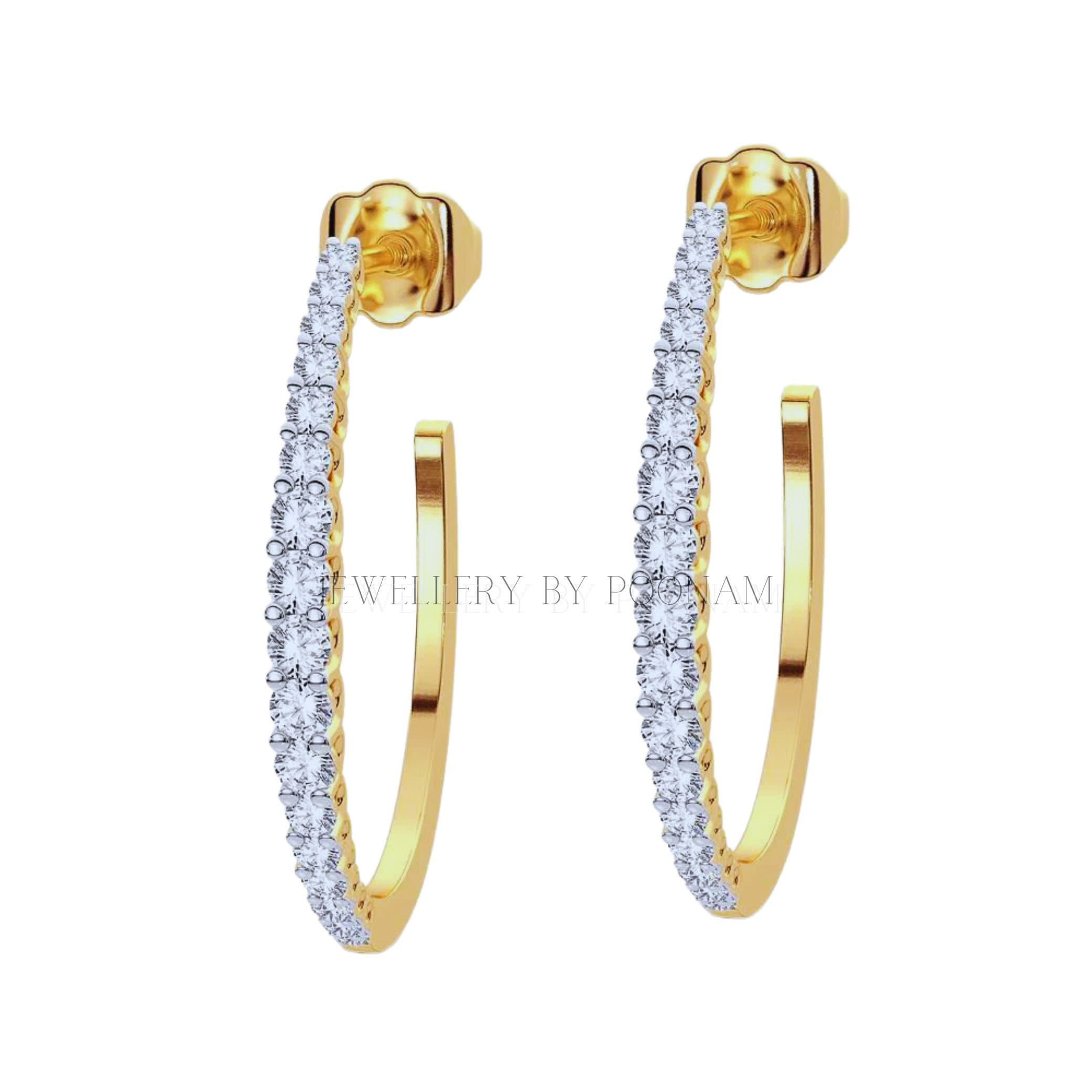 Solid Gold Moissanite Huggie Hoop Earrings | Dainty Everyday Jewelry - Jewelry By Poonam | SKU: PJE1490 2/26