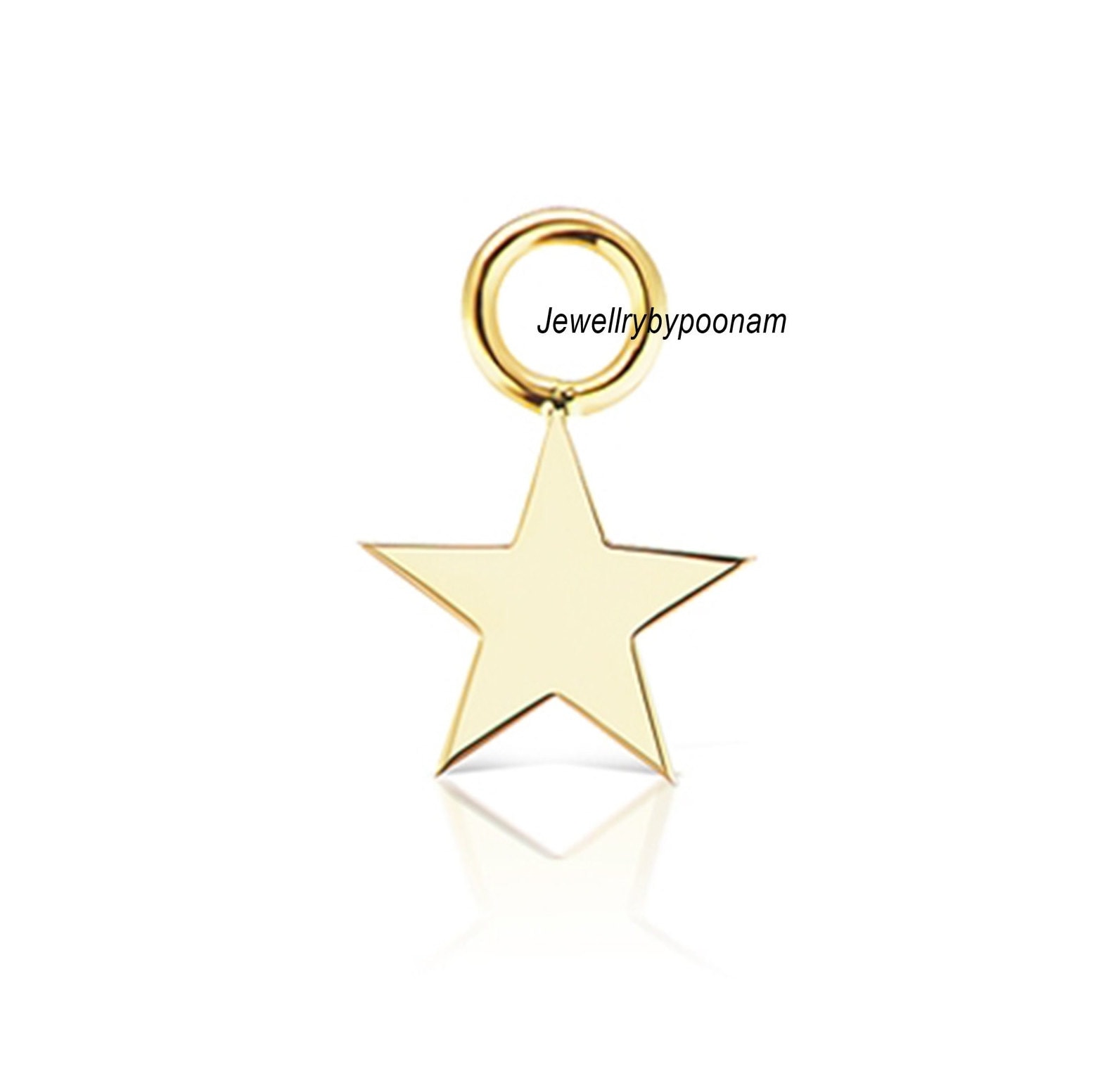 14k Solid Gold Star Charm Pendant - Sterling Silver Option - Jewelry By Poonam | SKU: PJP-