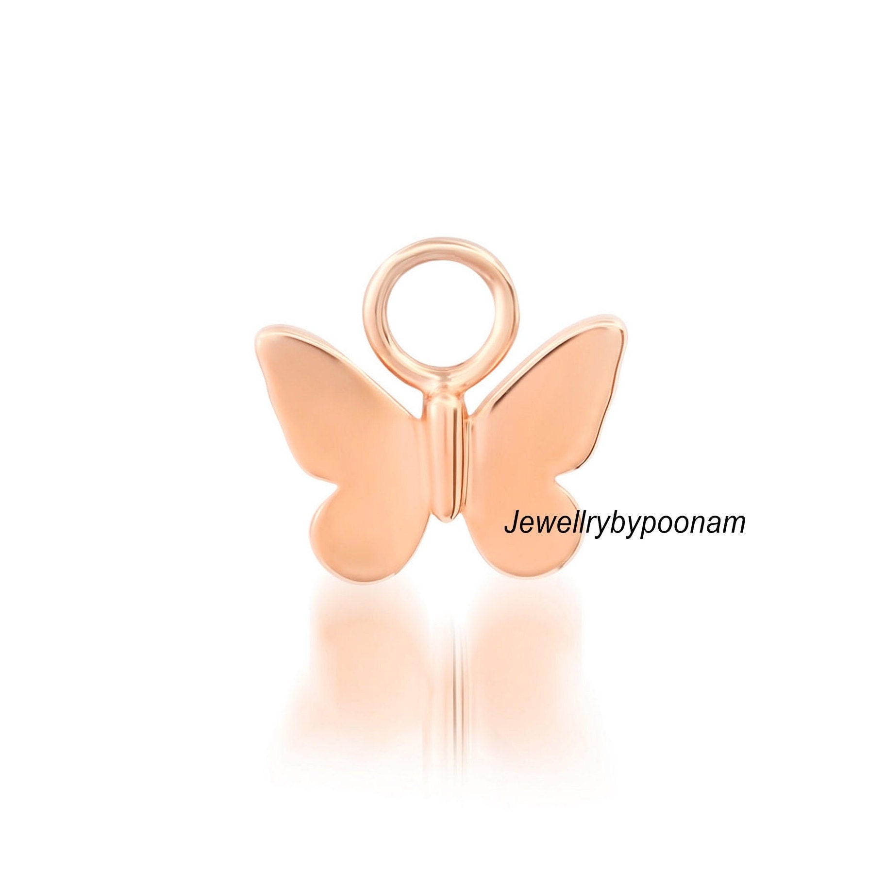 Tiny Sterling Silver Butterfly Charm - Designer Silver Pendant - View 2 - Jewelry By Poonam | SKU: PJP-