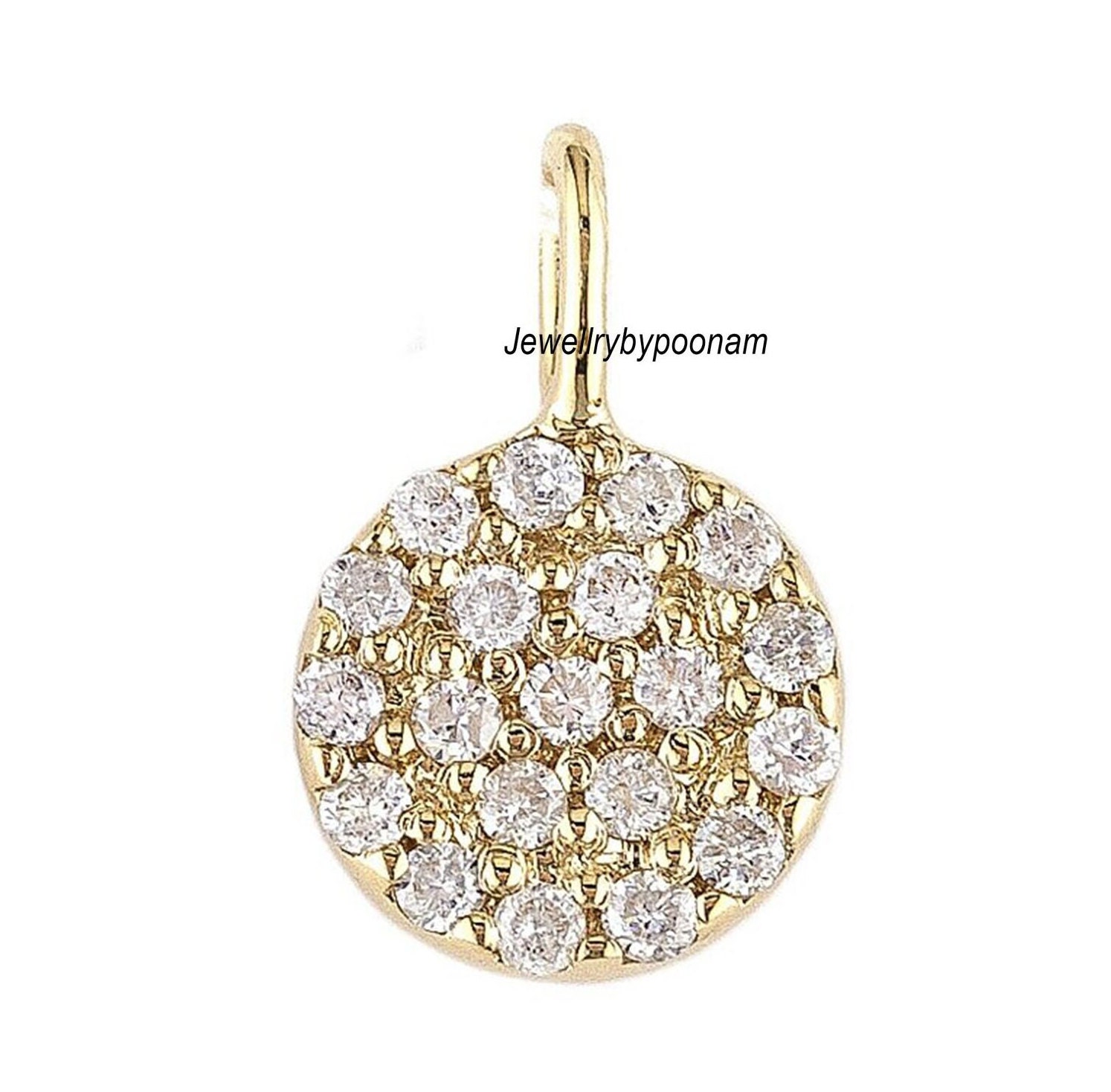 14k Gold Mini Diamond Circle Pendant: Sterling Silver Charm - Jewelry By Poonam | SKU: PJP-