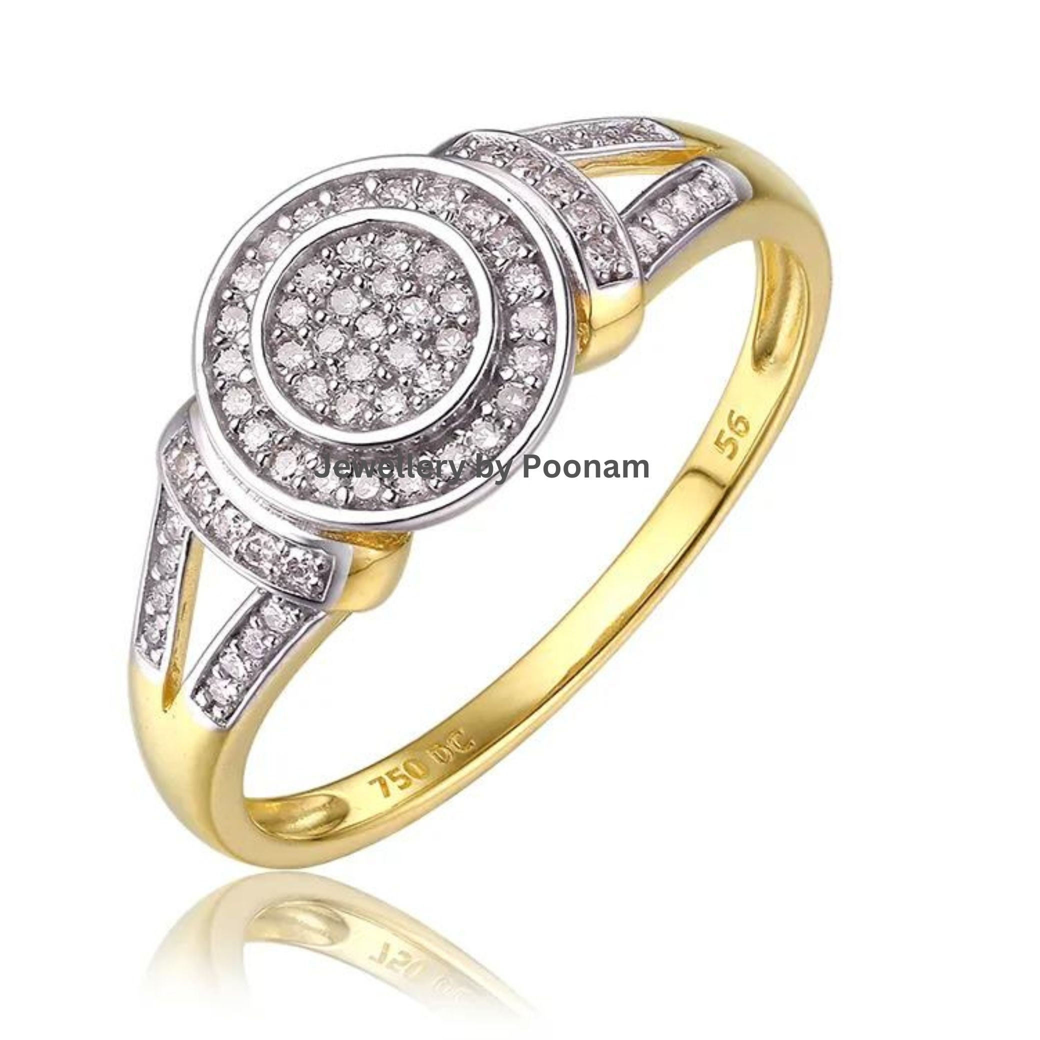 9K 14K Gold Moissanite Ring: Anniversary Engagement Jewelry - Jewelry By Poonam | SKU: R-1036