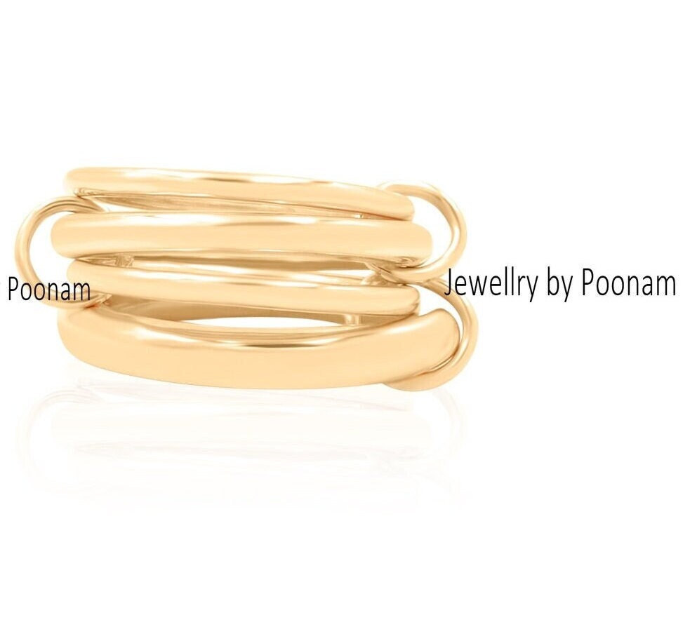 14k Yellow Gold Multi-Band Ring Set, Connector Jewelry - View 3 - Jewelry By Poonam | SKU: MJR758- 2/2026