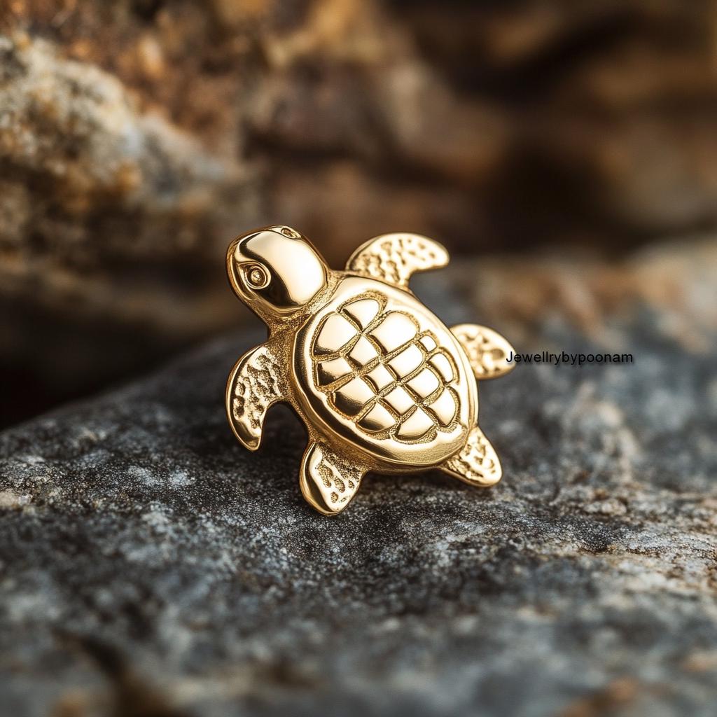 925 Sterling Silver Turtle Stud Earrings: Tiny Sea Turtle Studs - View 4 - Jewelry By Poonam | SKU: PJE1924-SLNS-10M 2/2026,P