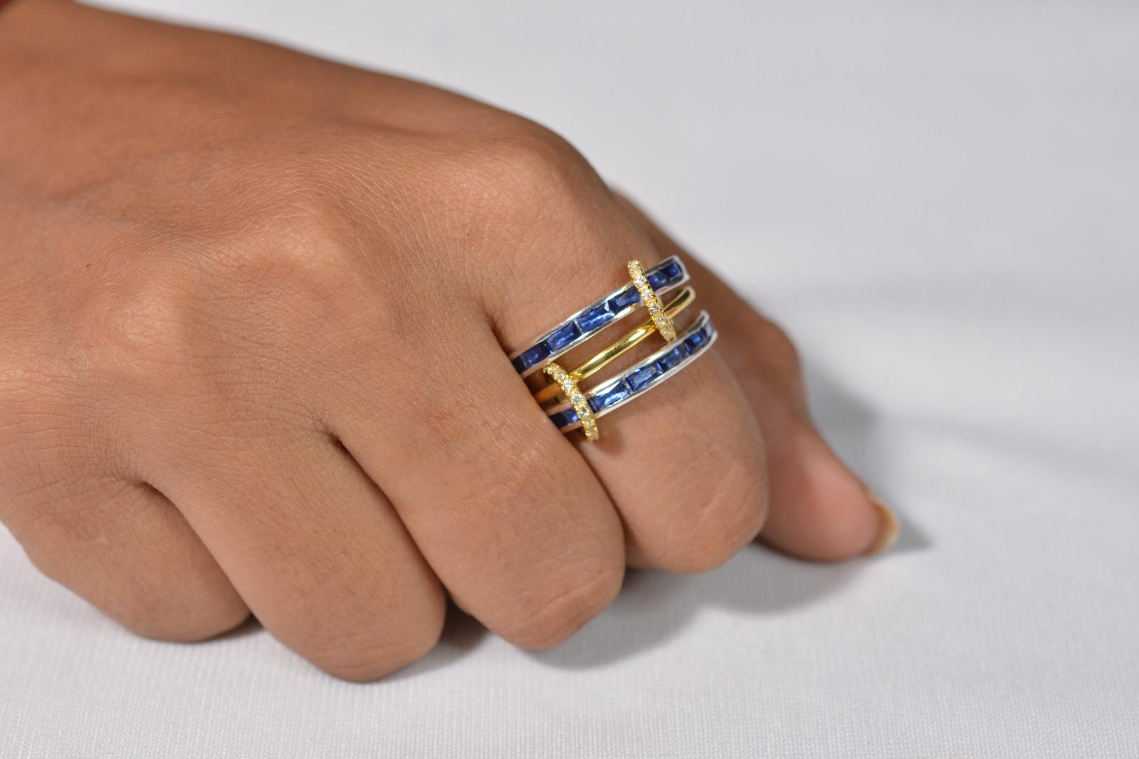 14k Gold Plated Pink Sapphire Baguette Ring, 925 Sterling Silver Band - View 3 - Jewelry By Poonam | SKU: PJR999-SLYGBTTPSPWT