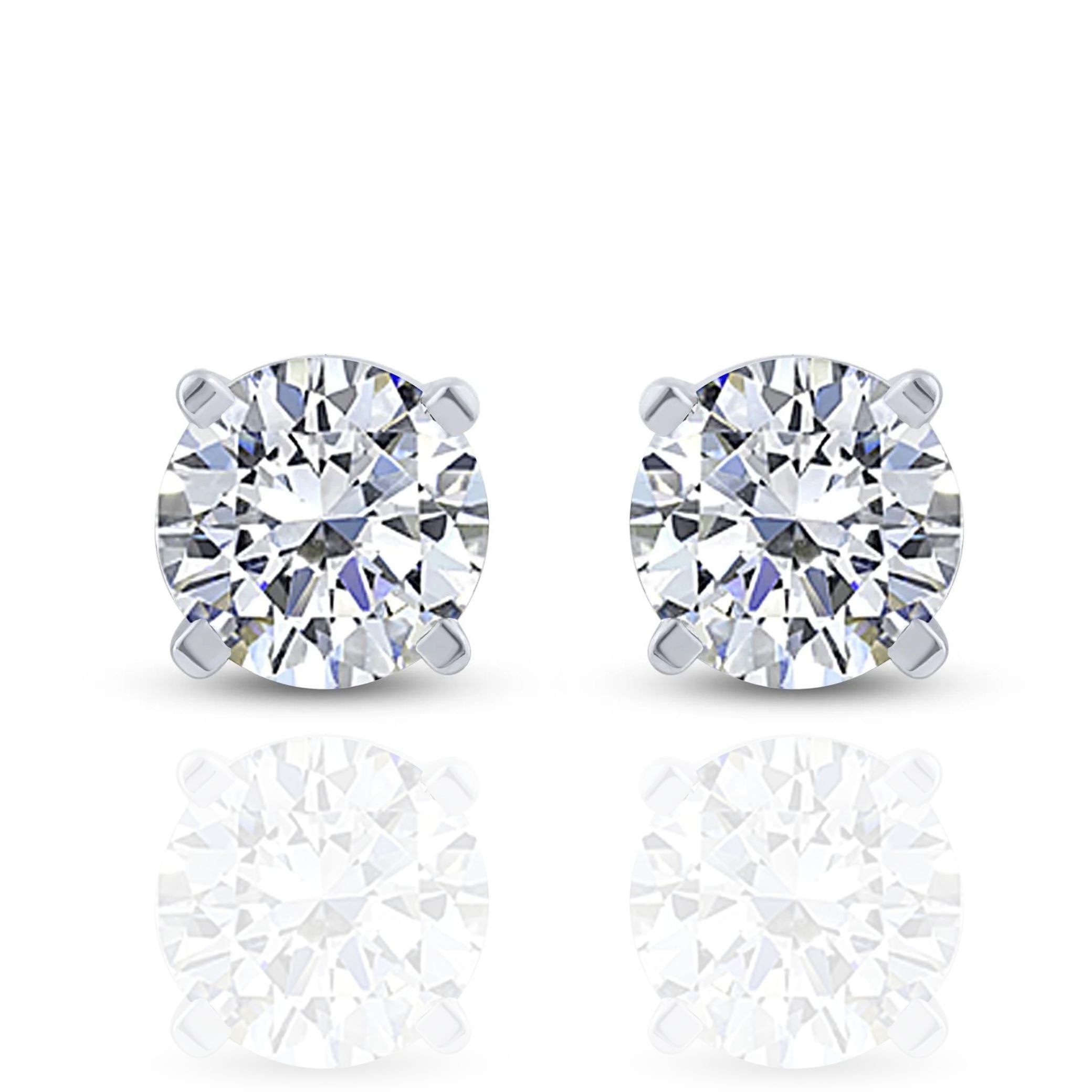 9K/14K & 925 Sterling Silver Round-Cut Moissanite Stud Earrings | Classic Solitaire Minimal Everyday Jewelry - Jewelry By Poo