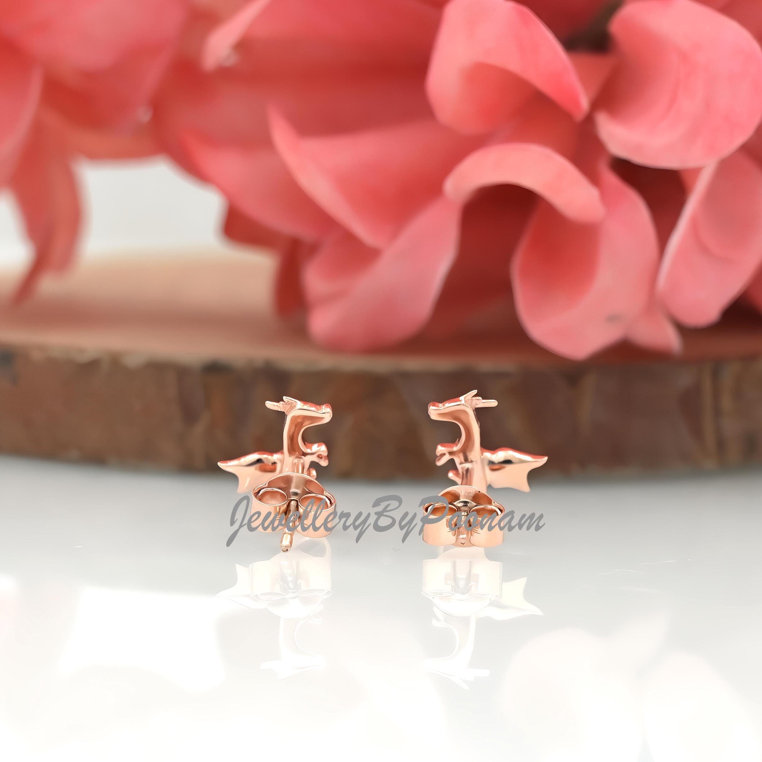 925 Flying Dragon Stud Earrings: Sterling Silver Jewelry - View 5 - Jewelry By Poonam | SKU: PJE1749-SLYG-10M 2/26