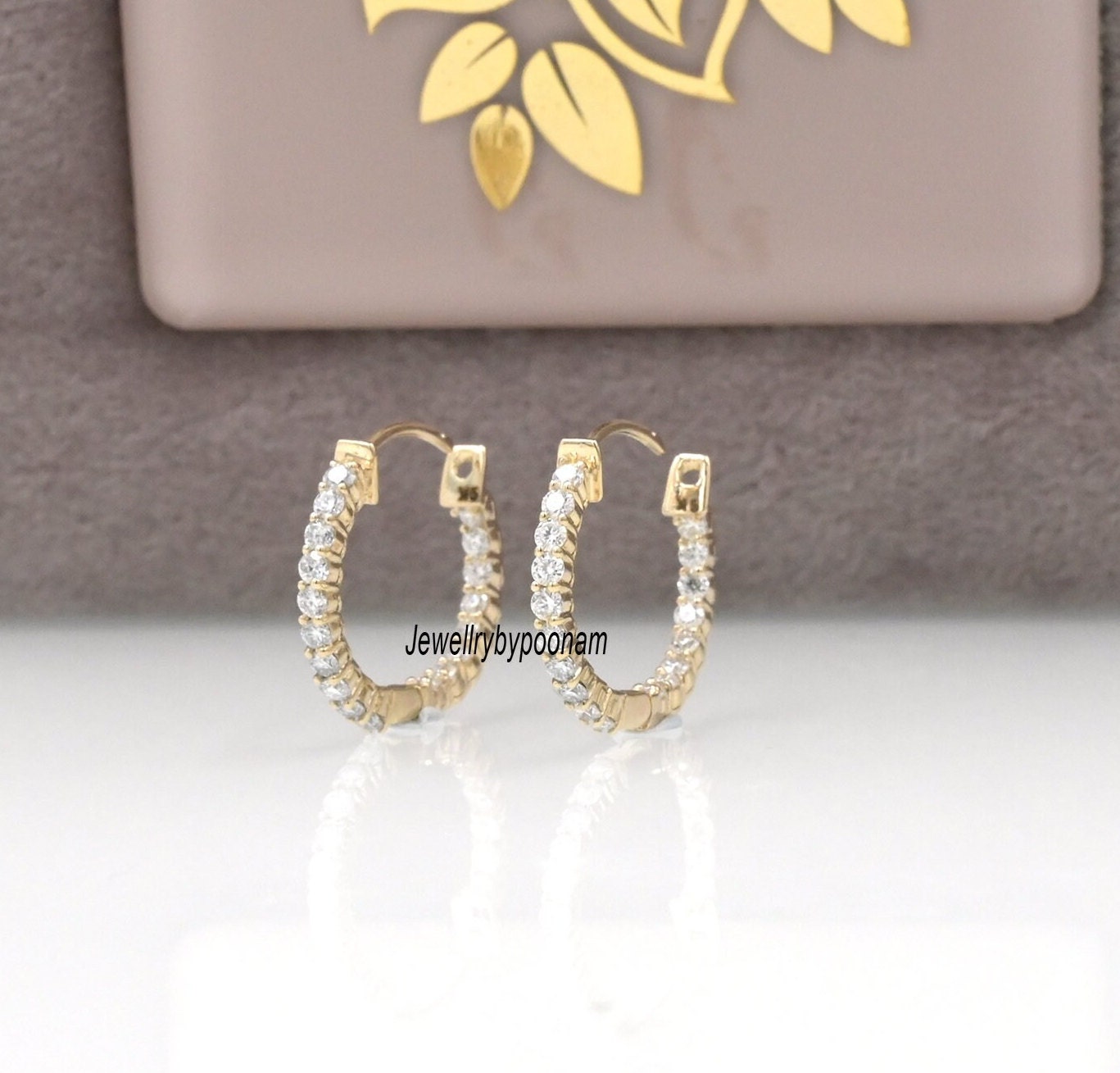 Gold Hoop Earrings, Dainty Hoop Earrings, Hoop Earrings, sterling silver hoops - View 2 - Jewelry By Poonam | SKU: PJE1345-