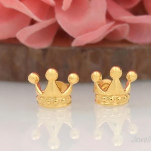 14k Gold Tiny crown stud Earrings,Princess Crown stud Earrings,Tiara Crown stud Earrings, Gold Crown Stud Earrings,Cute Crown Stud Earrings