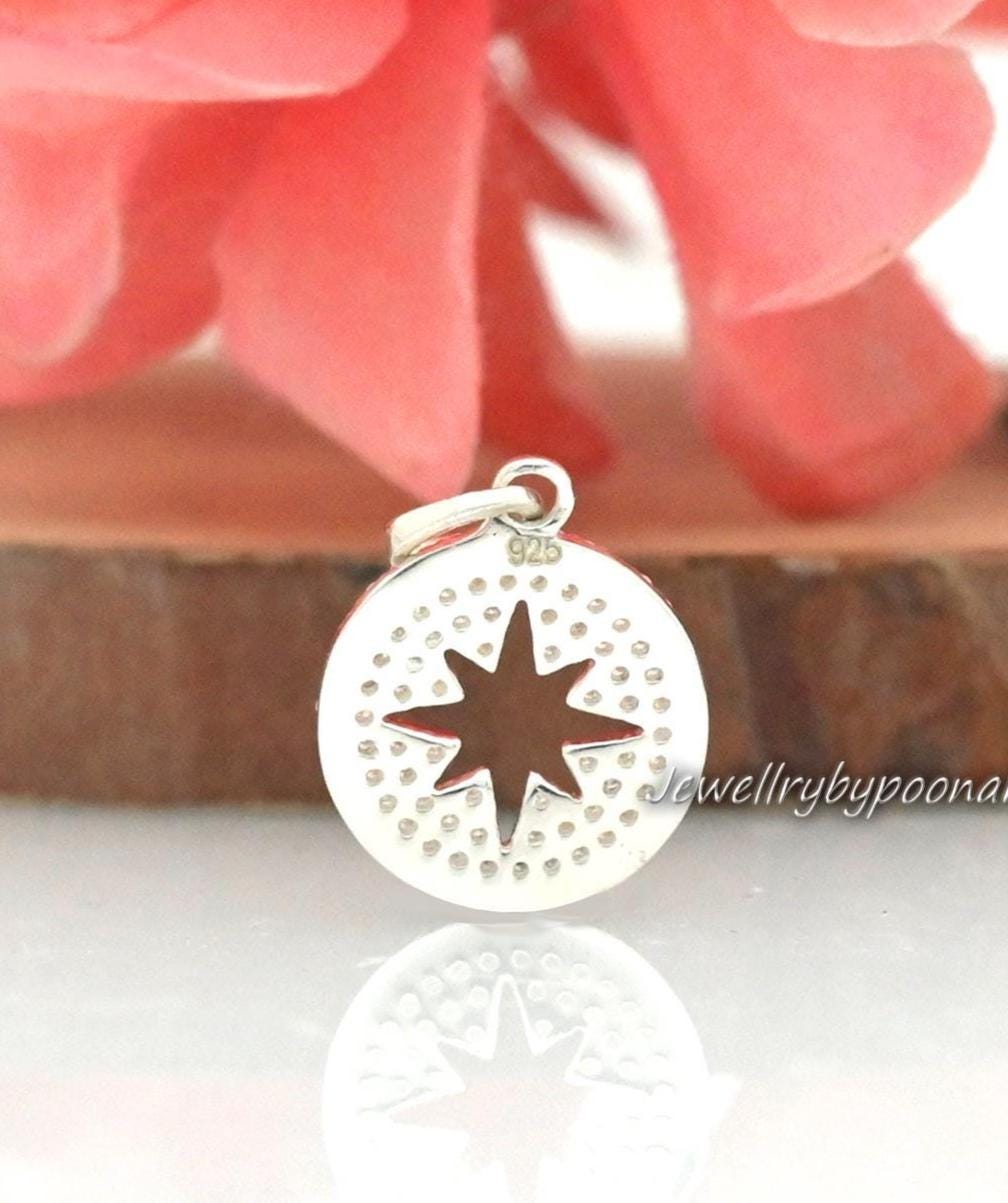 Starburst Moissanite Diamond Pendant: 925 Sterling Silver Charm - View 2 - Jewelry By Poonam | SKU: PJP4661-SLNSMN-22M 2/26