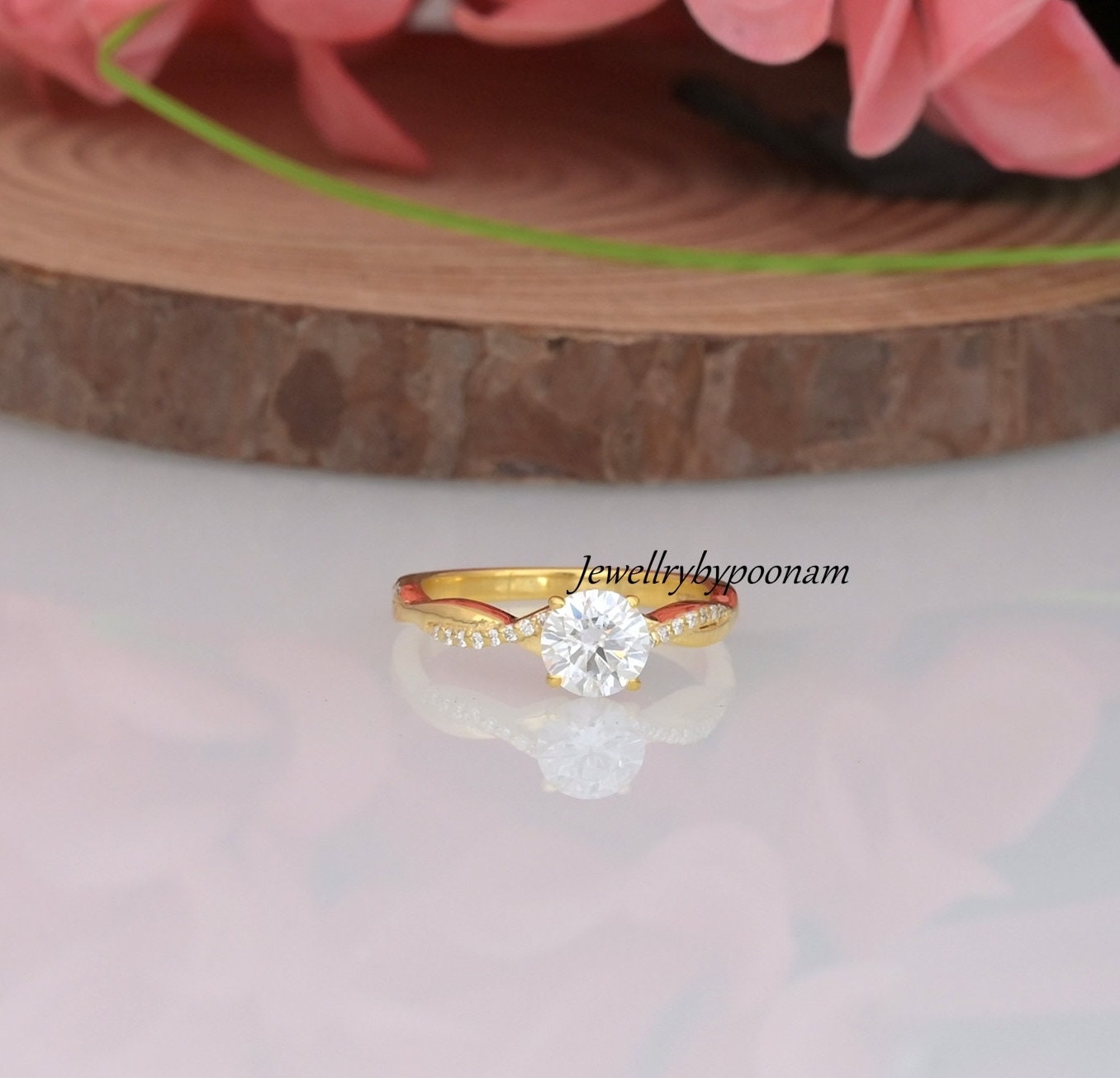 925 Silver Round Cut Moissanite Ring: Engagement Wedding Ring - Jewelry By Poonam | SKU: PJR1860 2/26