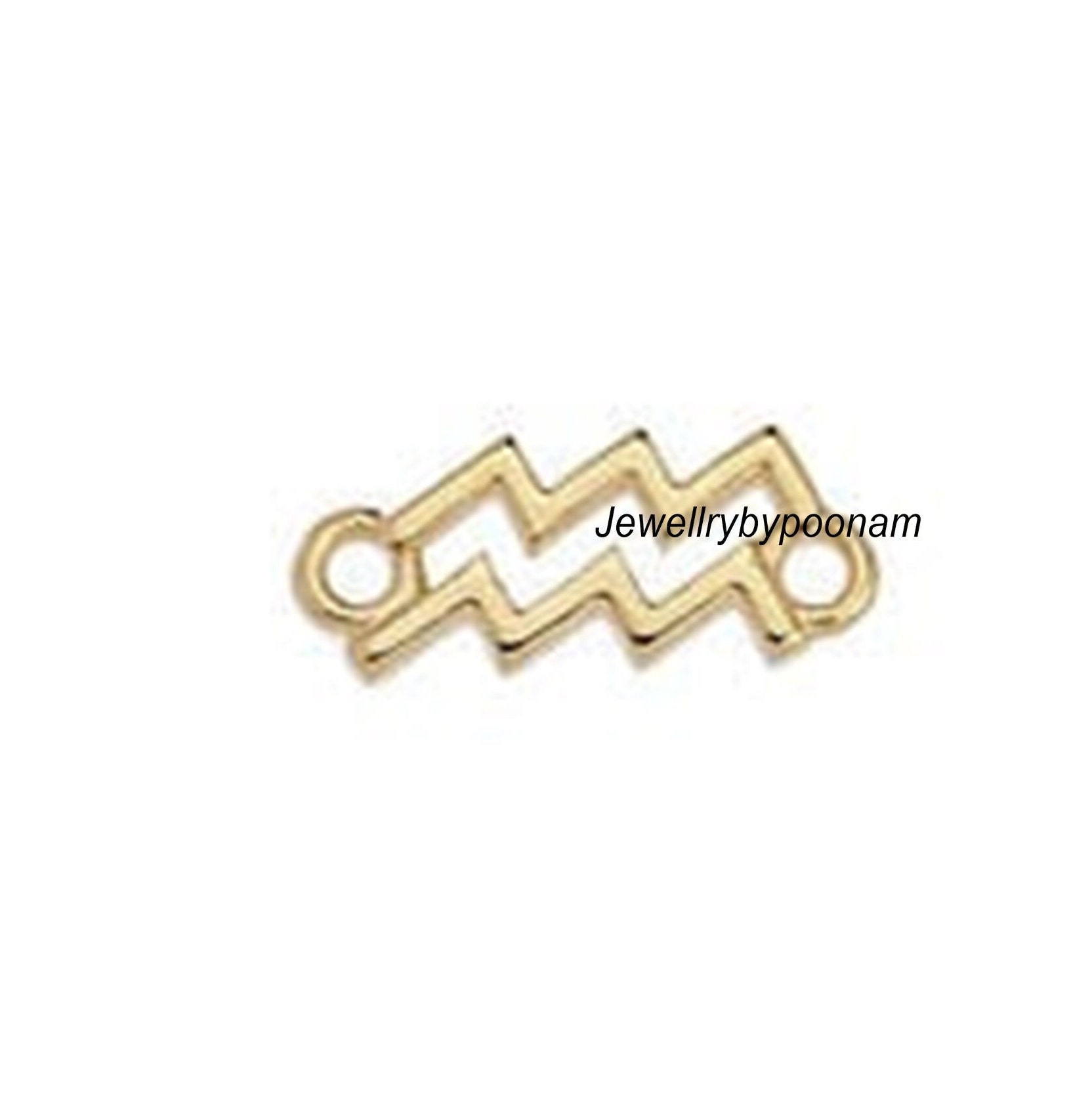14k Solid Gold Zodiac Sign Charm Pendant: Sterling Silver Astrology Charms - View 4 - Jewelry By Poonam | SKU: PJP6051-SLYG-1