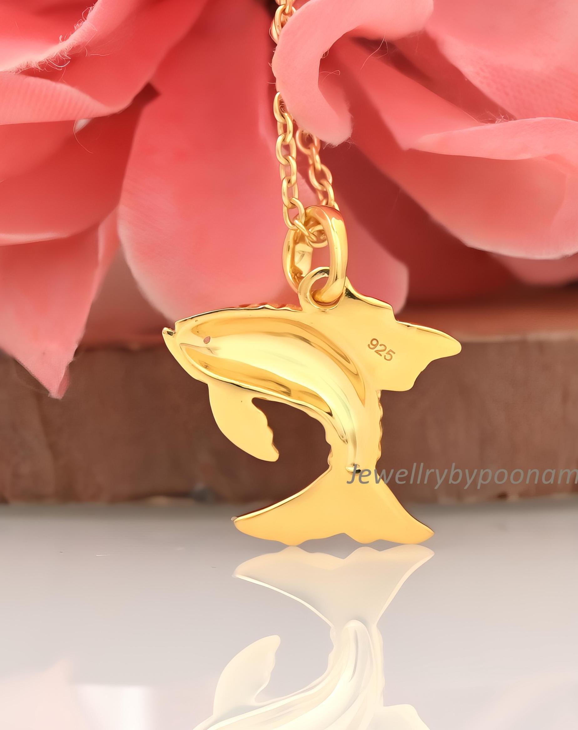 14K Solid Gold Fish Pendant; Sealife Animal Fish Pendant - View 2 - Jewelry By Poonam | SKU: PJP4693-SLYG-20M 2/26