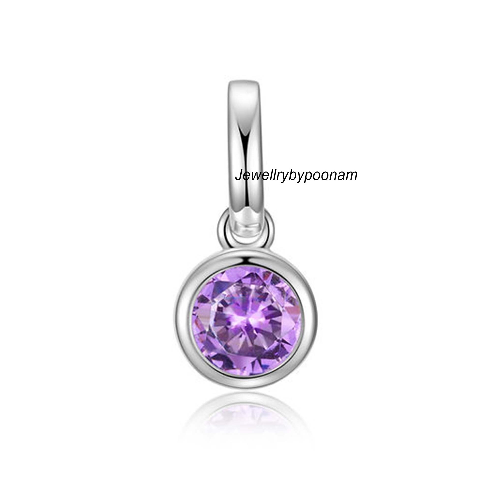 14k Solid Gold Mini Bezel Pendant: Round Moissanite Charm (12 MM) - View 7 - Jewelry By Poonam | SKU: PJP-