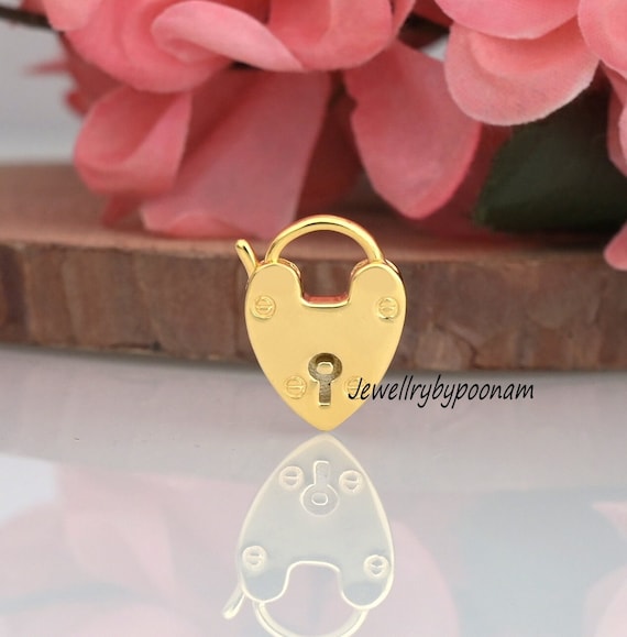 925 Silver Heart Padlock Necklace: 14K Gold Vermeil Dainty Jewelry