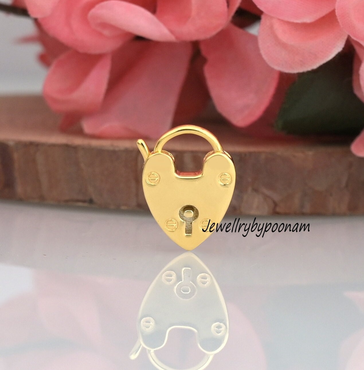 925 Sterling Silver Heart-Shaped Padlock Pendant Necklace – Elegant Dainty Jewellery Connector - Jewelry By Poonam | SKU: PJH
