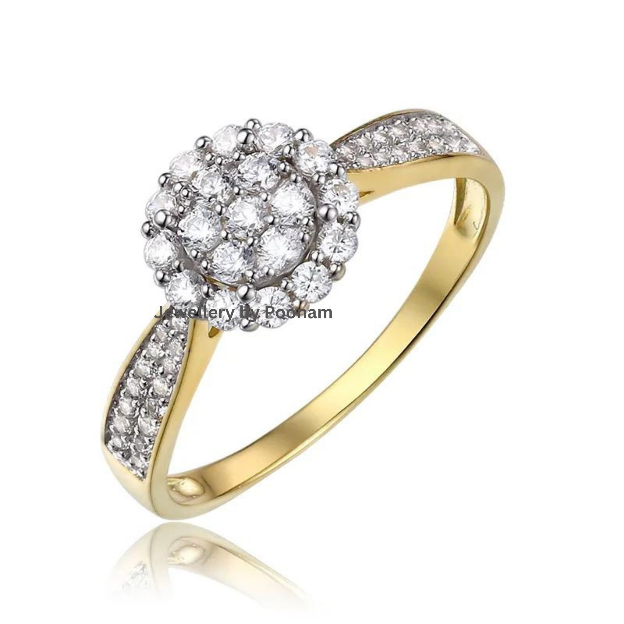 14K/9K White Gold Moissanite Diamond Engagement Ring for Women - Jewelry By Poonam | SKU: R-1028