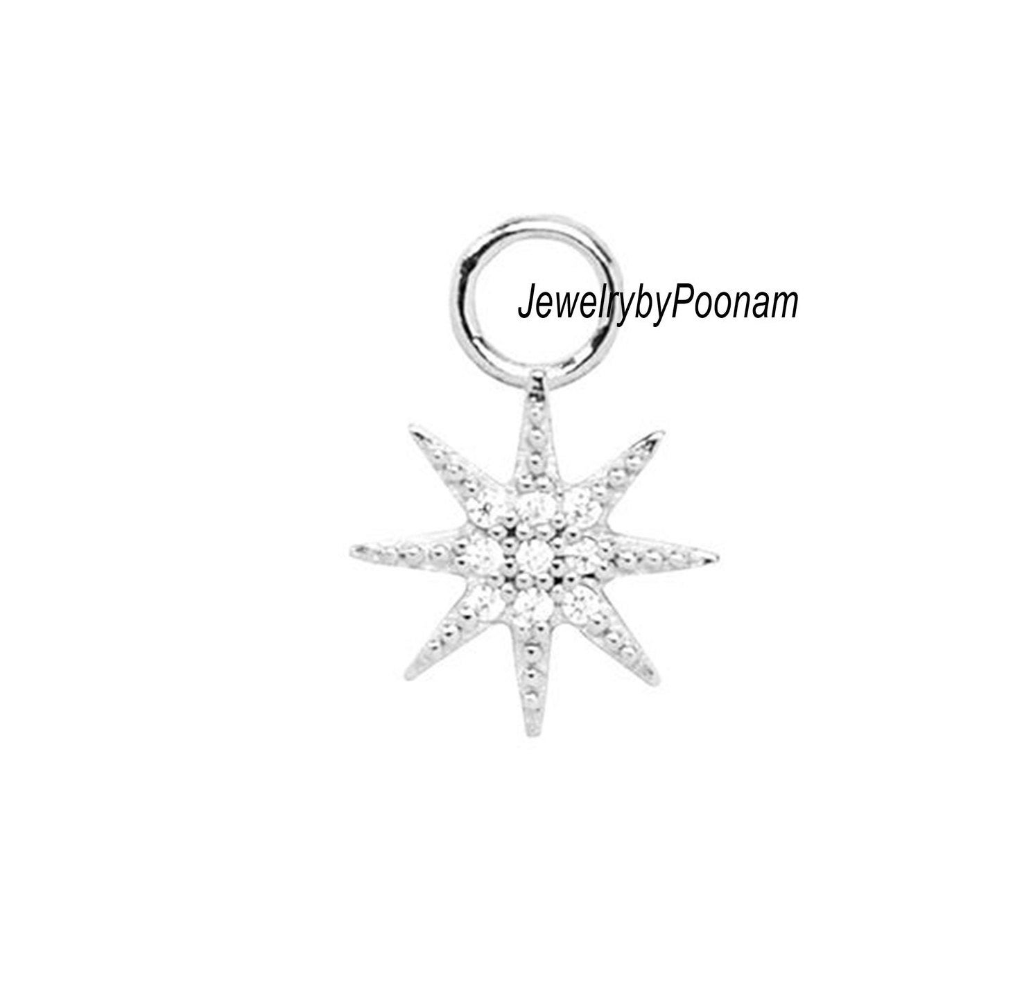 14K Gold Starburst Pendant: Moissanite Diamond Charm - View 2 - Jewelry By Poonam | SKU: PJP-