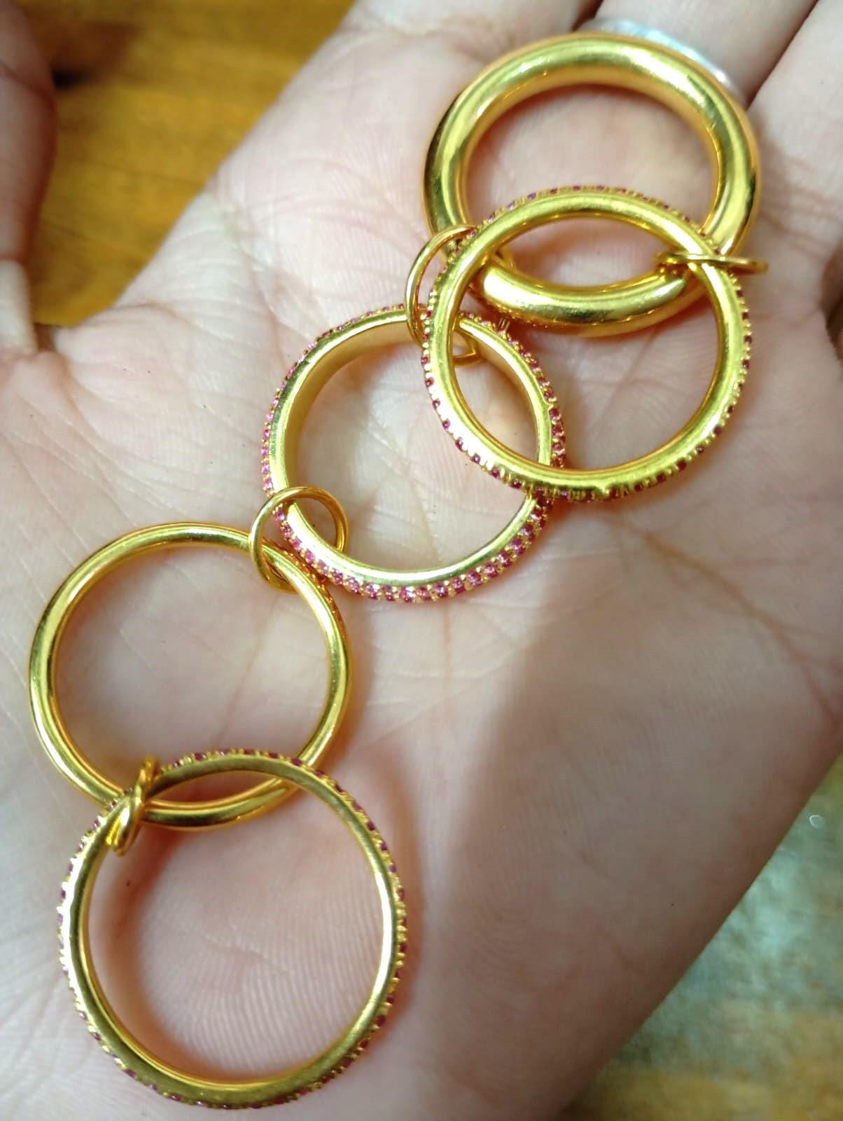 14K Gold-Plated Multi-Link Ring: 925 Sterling silver Sterting Chunky Interlocking Band Ring - View 4 - Jewelry By Poonam | SK