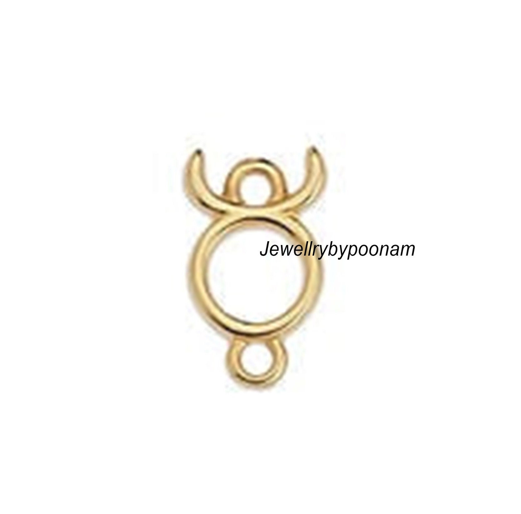 14k Solid Gold Zodiac Sign Charm Pendant: Sterling Silver Astrology Charms - View 3 - Jewelry By Poonam | SKU: PJP6051-SLYG-1