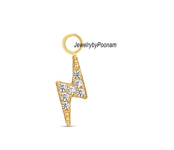 14k Gold Diamond Lightning Bolt Pendant: Sterling Silver Charm - View 2 - Jewelry By Poonam | SKU: PJP-